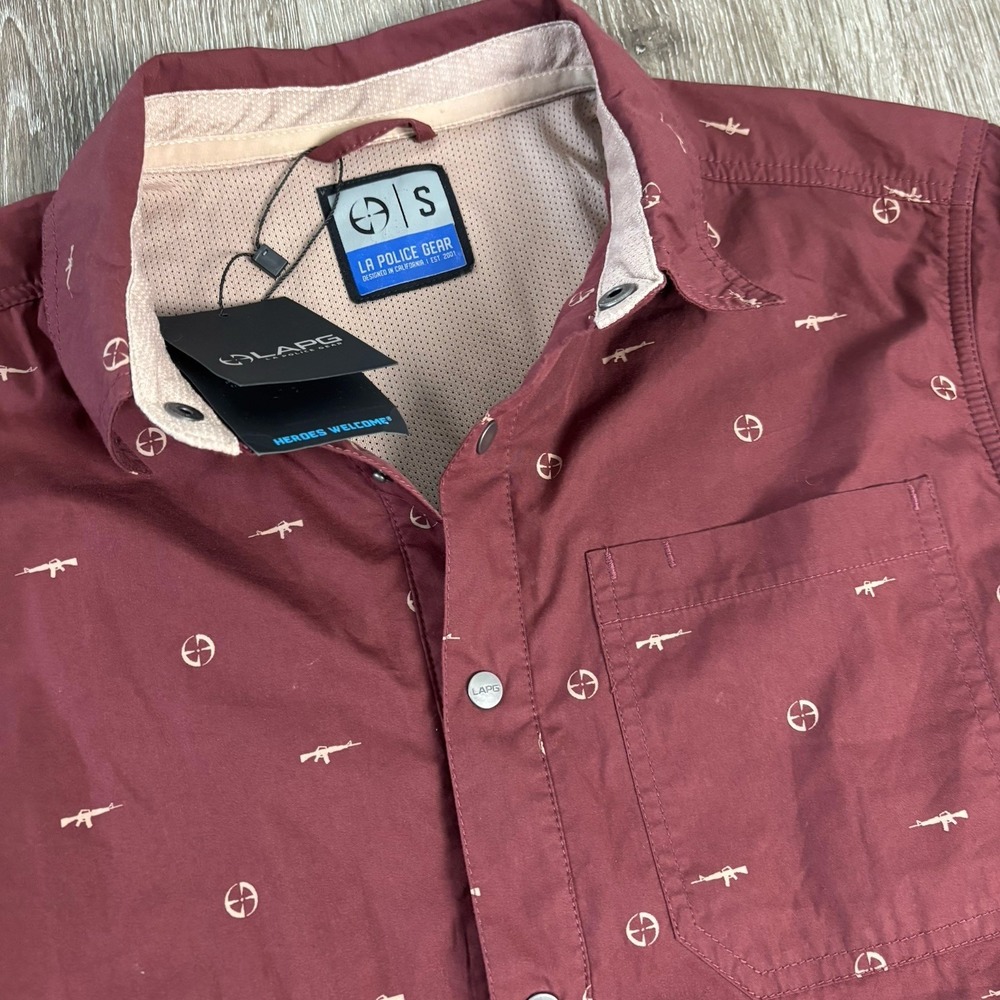 LA Police Gear LAPG Target Practice Maroon Snap Up Men's S‎ Shirt
